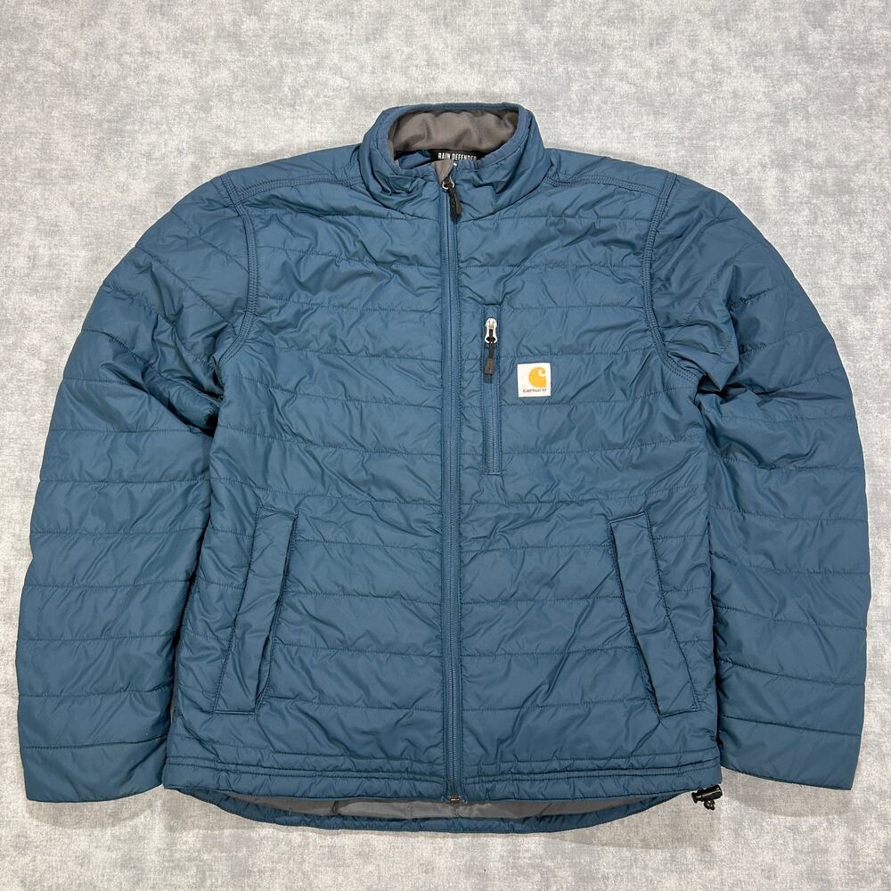 Carhartt Gilliam Jacket 102208 Mens Small Rain Defender CORDURA Blue Quilted